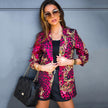 Women's Long-sleeved Lapel Printed Blazer