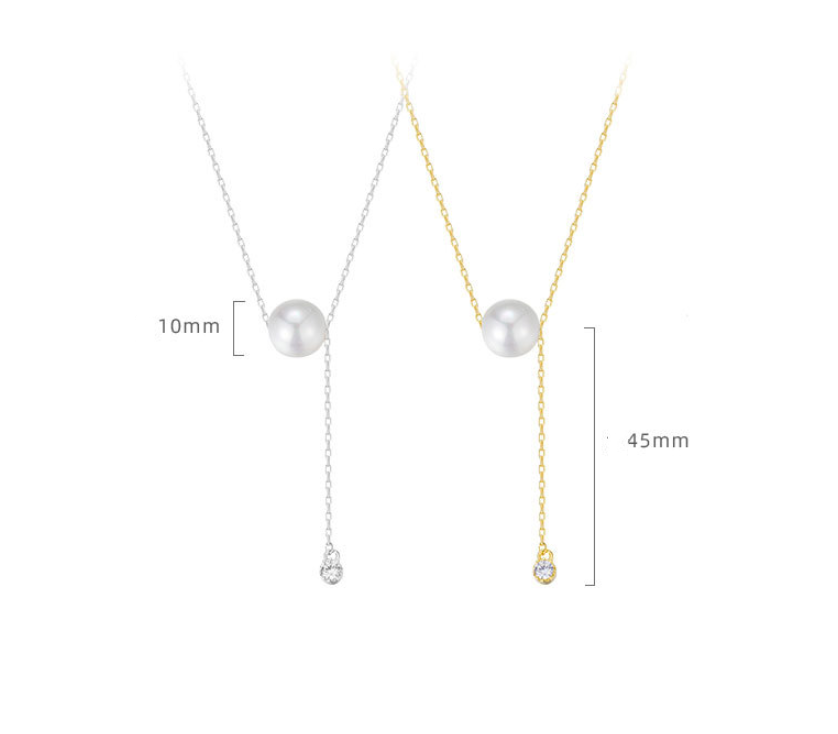 S925 Sterling Silver Pearl Tassel Necklace For Women