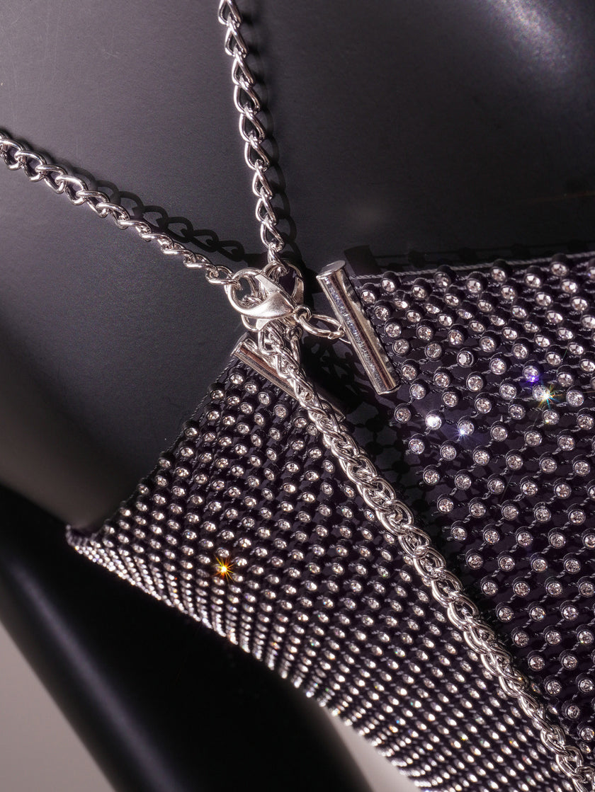 Popular Rhinestone Grid Super Shiny Top Vest