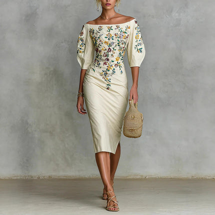 New Off-shoulder Waist Dress For Women
