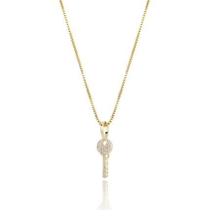 Necklace Jewelry Micro Inlaid Zircon 925 Silver Key Pendant for Men and Women