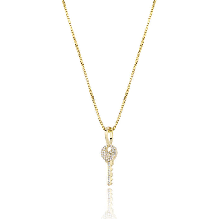 Necklace Jewelry Micro Inlaid Zircon 925 Silver Key Pendant for Men and Women