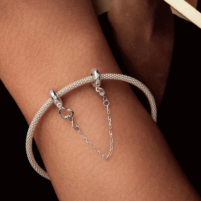 Silver Ziyun Infinite Love Silicone Safety Chain 925 Silver DIY Bracelet String Beads Sub-accessories Charm Mother's Day