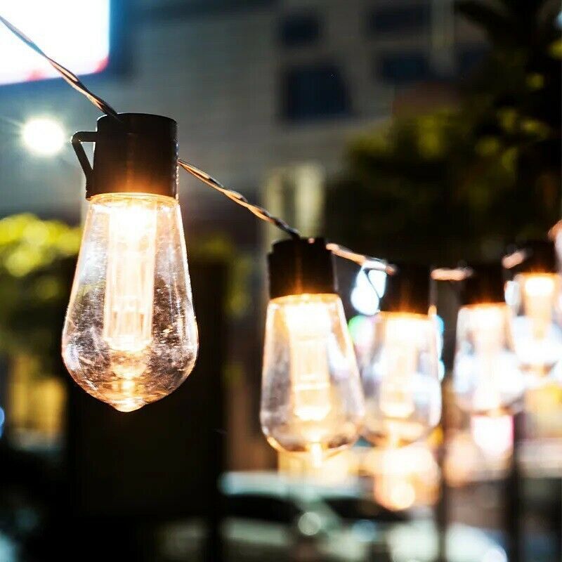 5M 20 LED Solar Powered Retro Bulb String Lights Garden Outdoor Fairy Party Lamp