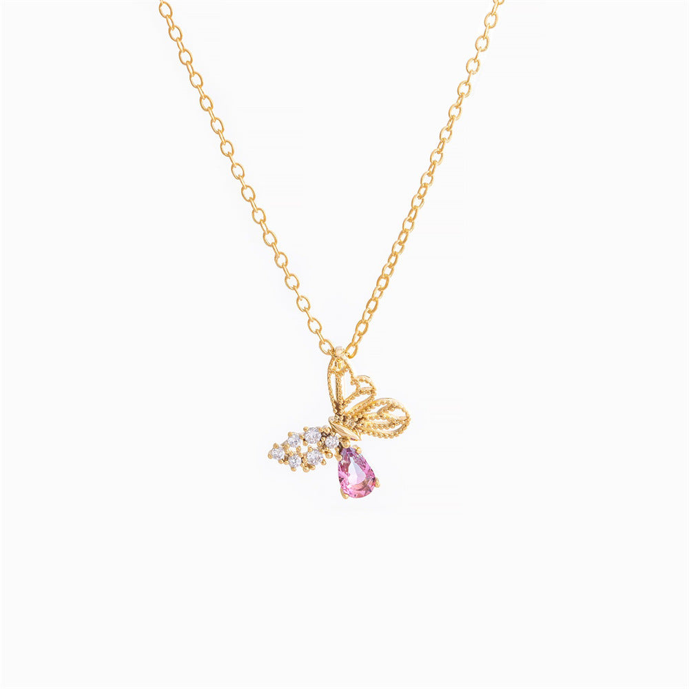 Women's Hollow Zircon Butterfly Necklace