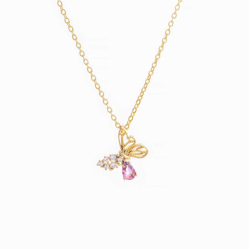 Women's Hollow Zircon Butterfly Necklace
