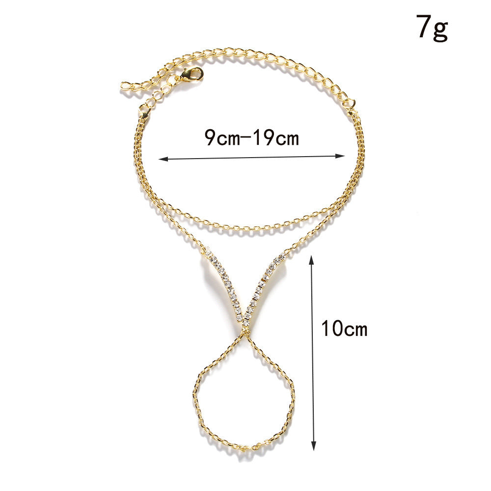 Women's V-finger Simple Copper Bracelet Silver Double-layer Bracelet