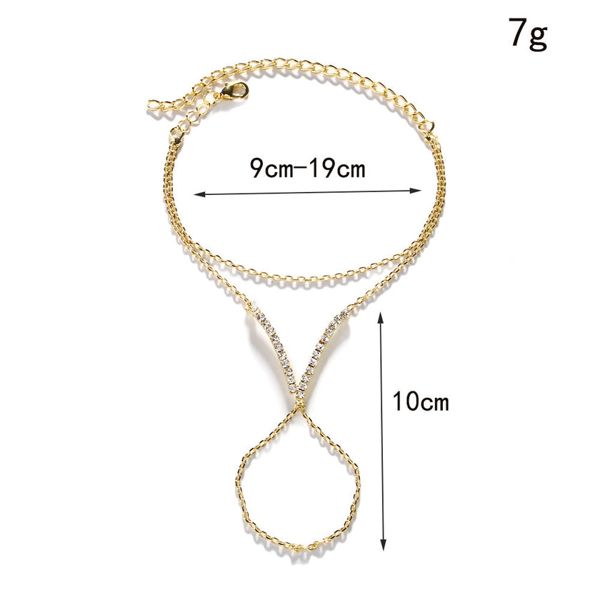 Women's V-finger Simple Copper Bracelet Silver Double-layer Bracelet