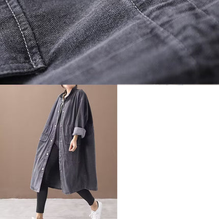 Fashionable Versatile Slimming Denim Shirt Dress Elegant Hong Kong Style Vintage Single-breasted Coat