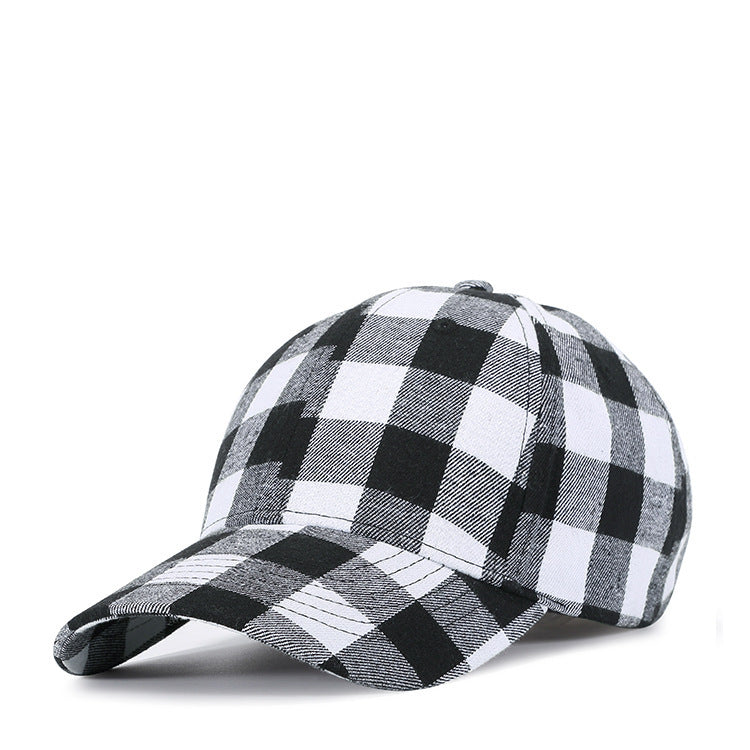 Black Red Check Peak Baseball Hat