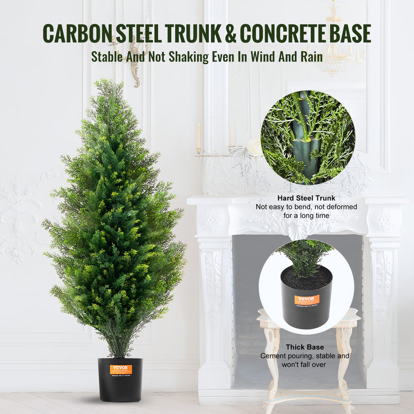 2 Pack 3' Artificial Cedar Topiary Tree Faux Plant UV Decor In/Outdoor