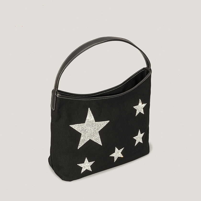Retro Five-pointed Star Rhinestone Tote Bag For Women