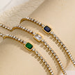Tennis Zircon Light Luxury Emerald Stainless Steel Plated 18K Gold Necklace