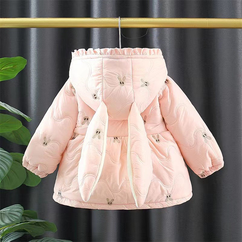 Girls Thickened Cotton Padded Coat Winter Clothes Children's Cotton Wadded Jacket Western Style Winter