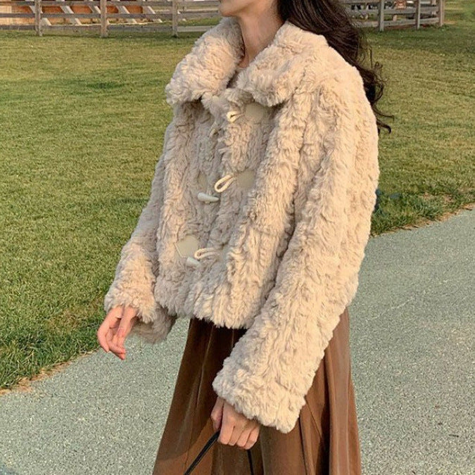 Lamb Fur Coat, Female Faux Fur, Rabbit Hair Embossed