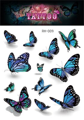 Waterproof Glitter Butterfly Tattoo Stick Gradient Tattoo