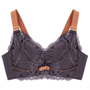 Autumn And Winter New Big Chest Show Small No Steel Ring Full Cup Thin Bra Sexy Lace Large Latex Underwear Women