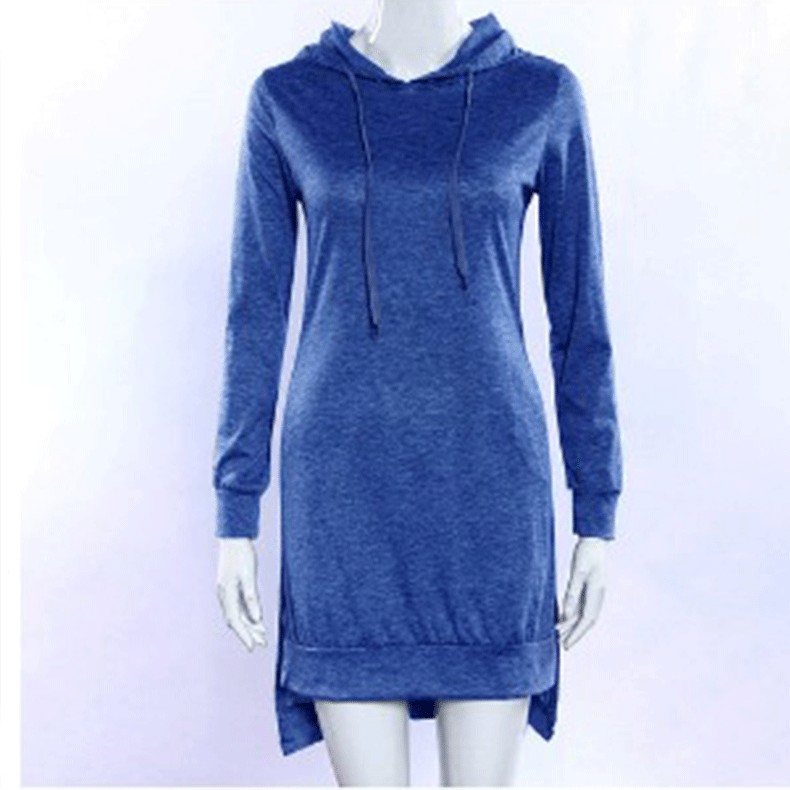 fashion irregular hooded long-sleeved dress sweater