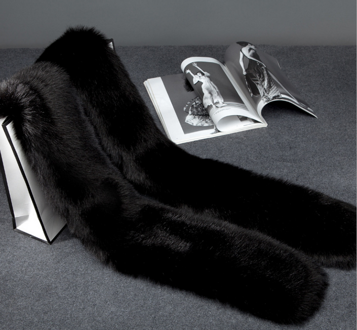 Fur long scarf