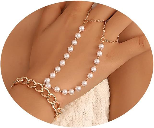 Small Rice-shaped Beads Rice Beads Zircon Pearl Ring Chain Love Finger Chain Ornament