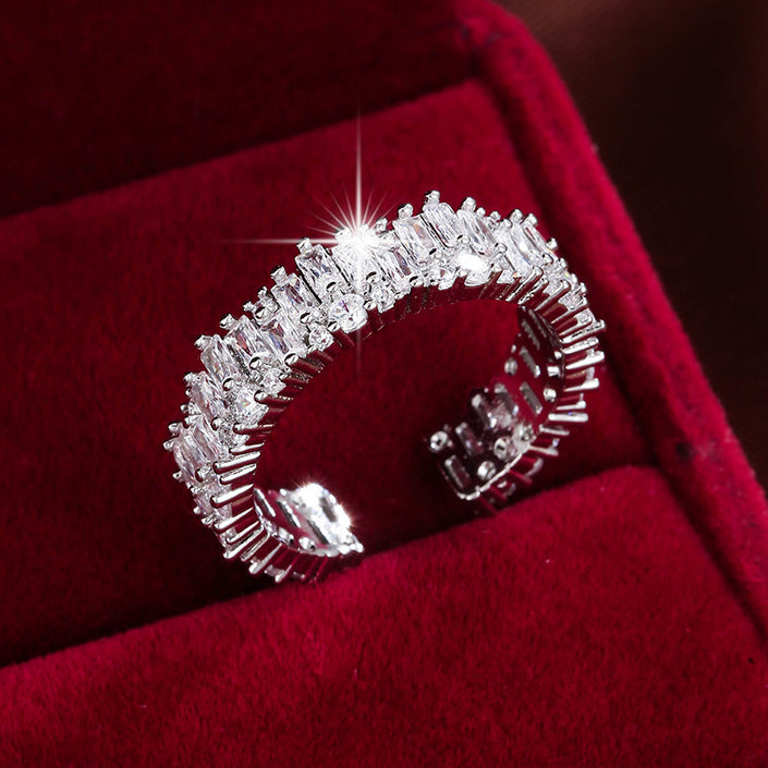 Simple Women's Geometric Zircon Ring