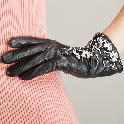 Leather sheepskin gloves