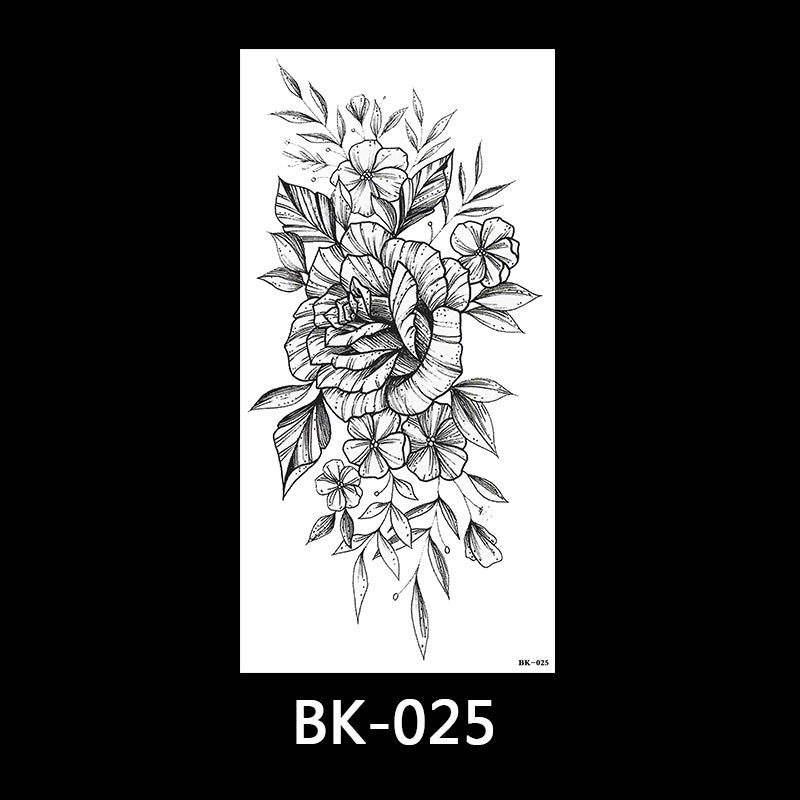 Black and white sketch flower tattoo stickers