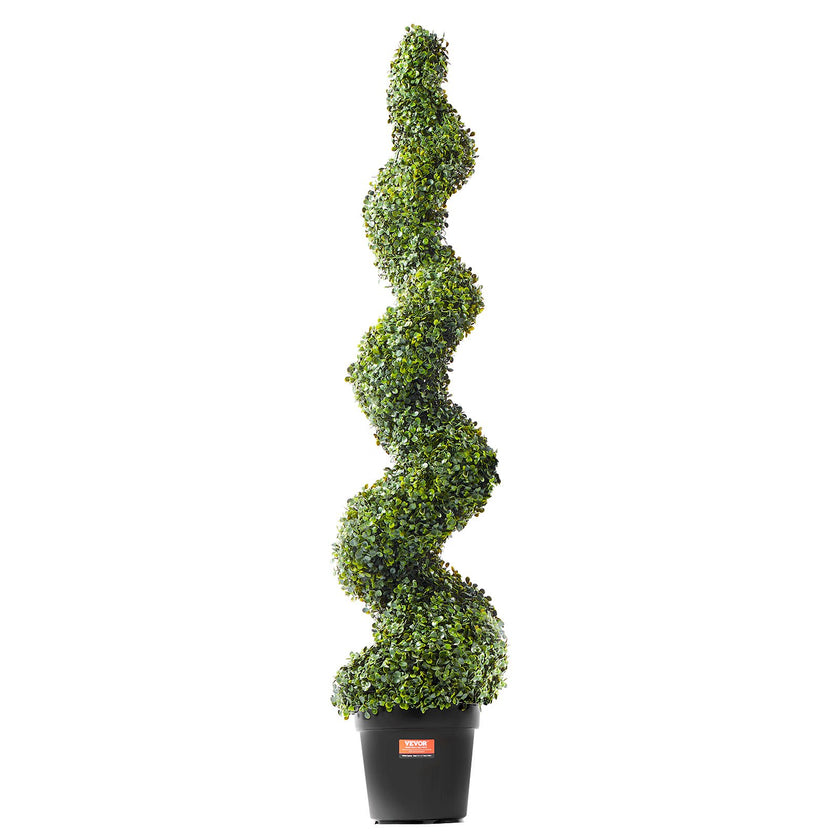 VEVOR 2 Pack 5' Artificial Boxwood Topiary Tree Faux Plant UV Decor In Outdoor