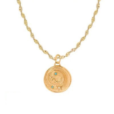 Star Moon Circle Card Stacked Necklace