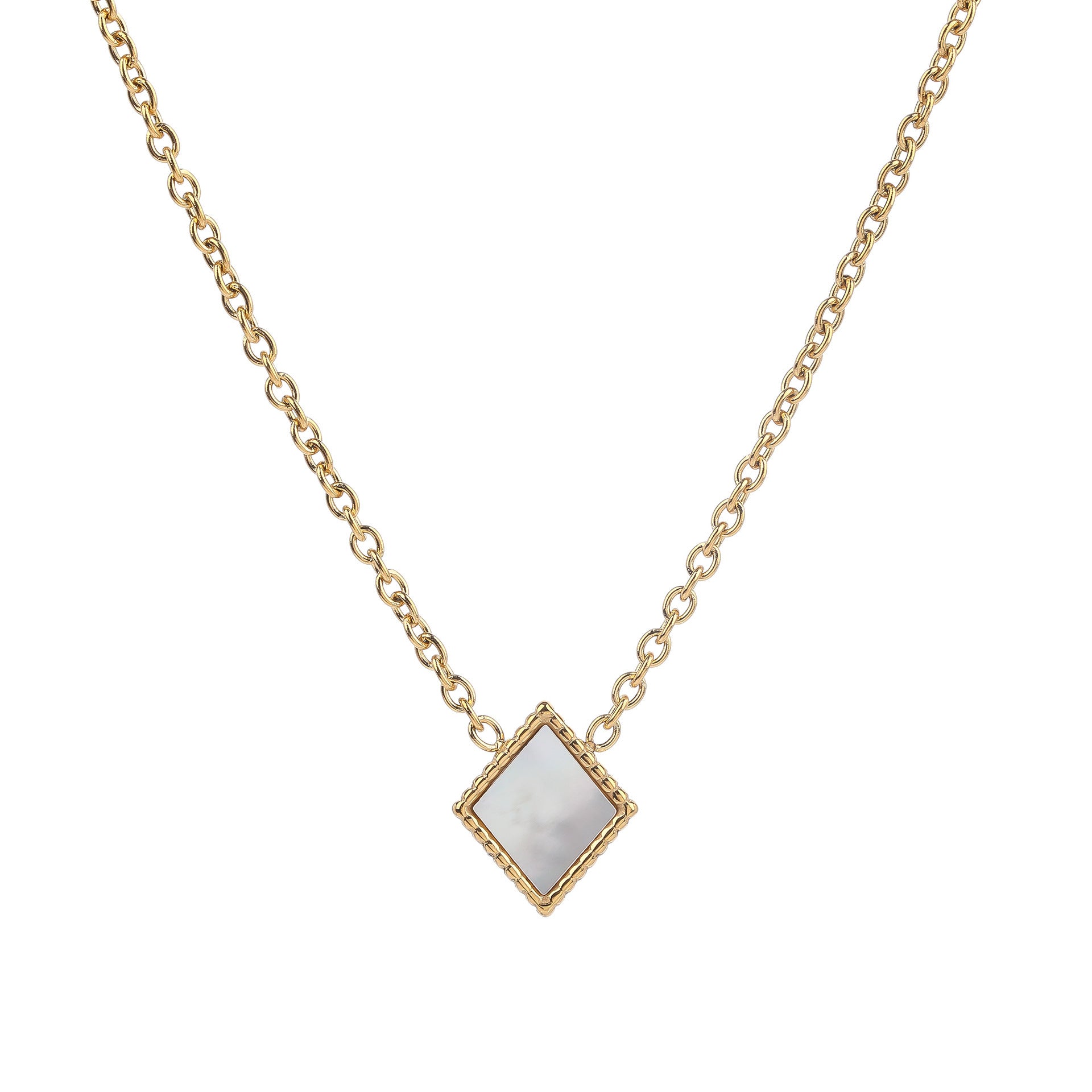 Square Natural White Shell Pendant Collarbone Necklace Bracelet