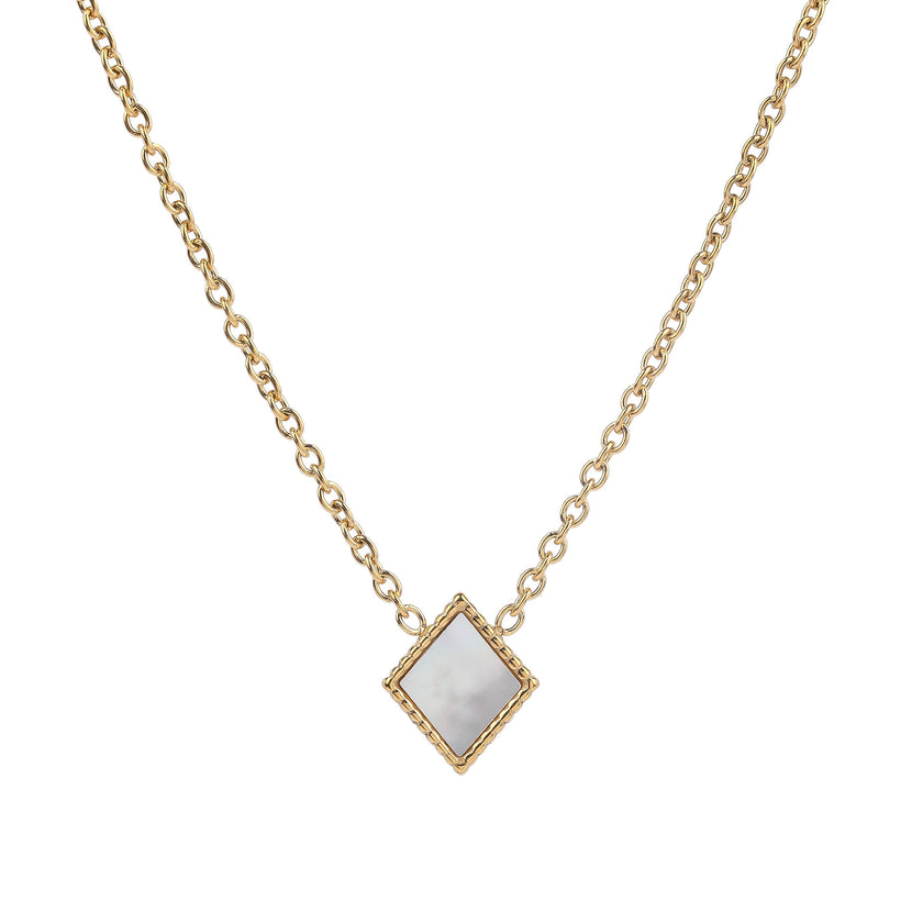Square Natural White Shell Pendant Collarbone Necklace Bracelet