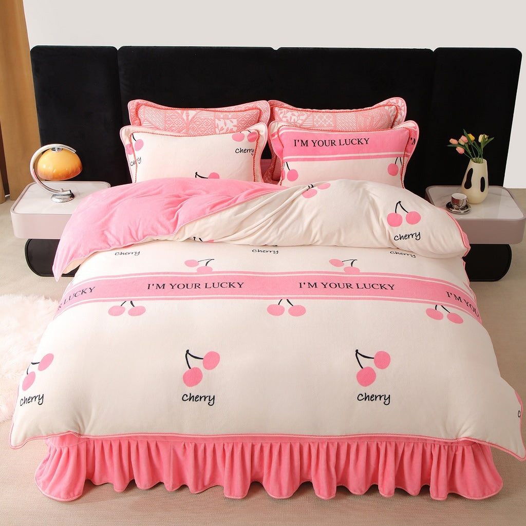 New Milk Fiber Printed Four-piece Bedding Set