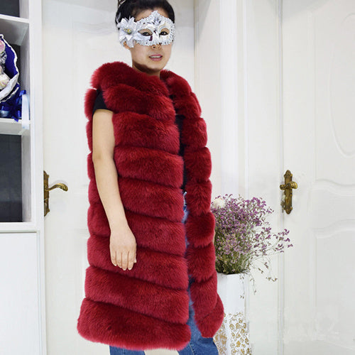 Women's Long Style Trendy Fox Fur Coat