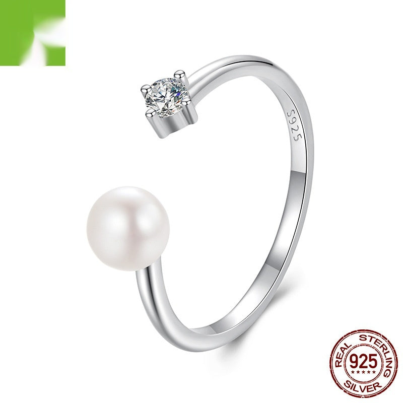 Natural Freshwater Pearl Moissanite Ring