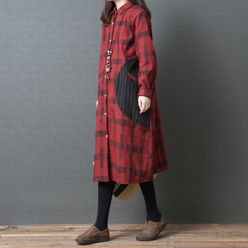 Women's fashion large cotton plaid skirt