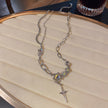 Asterism Moonstone Stitching Cross Clavicle Chain