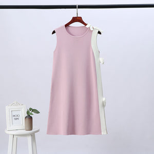Ice Silk Knitted Dress Classic Style Sleeveless