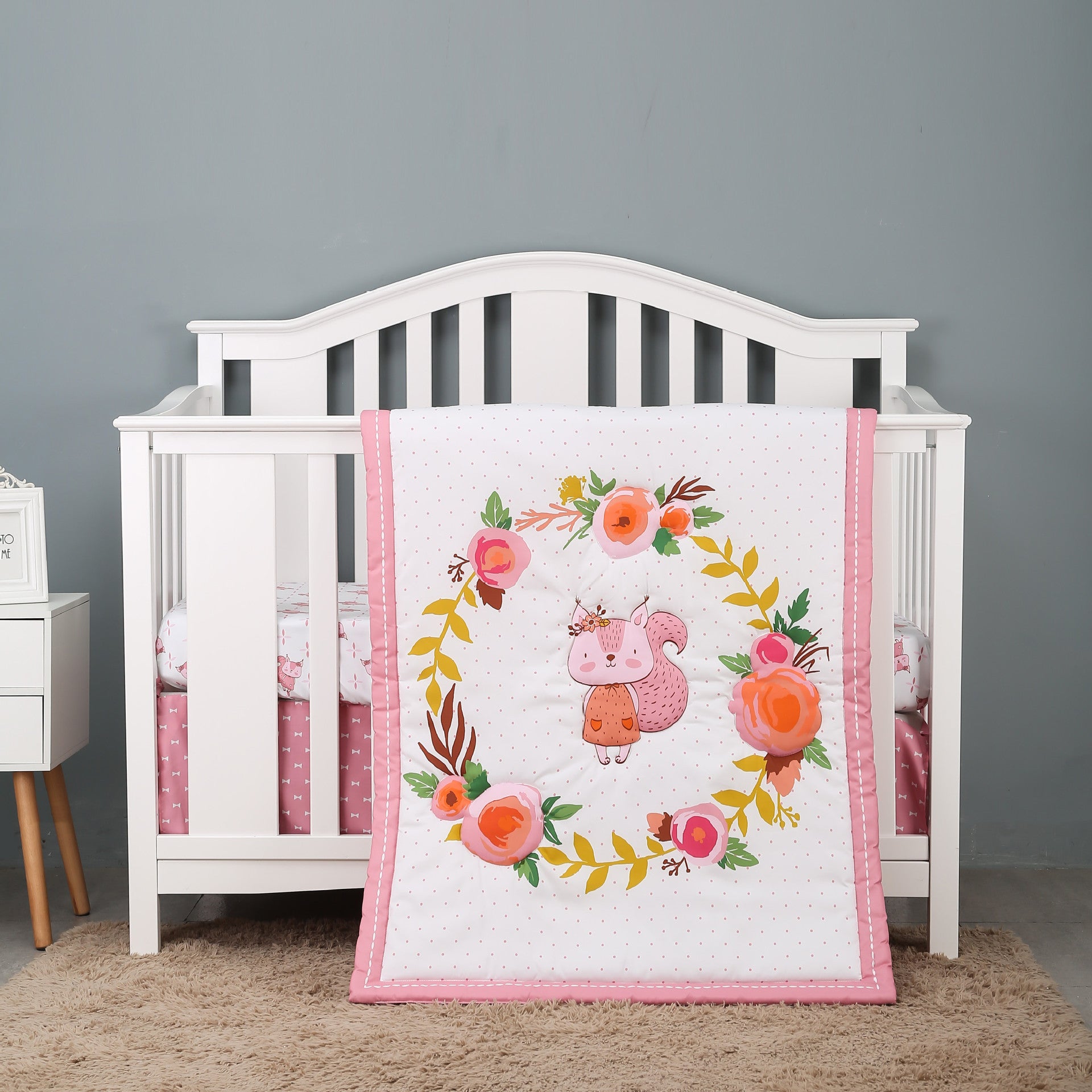 Children Quilt Fitted Sheet Single Bed Skirt Infant Bedding 3 pieces newborn kids bedding set