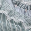 Short Shirt Women Spring Green Striped See-through Organza Turtleneck Patchwork Sexy Top
