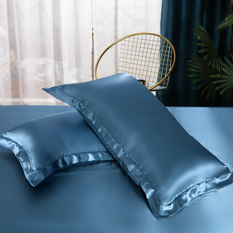 Pure Color Washed Ice Silk Quilt Cover Bedding