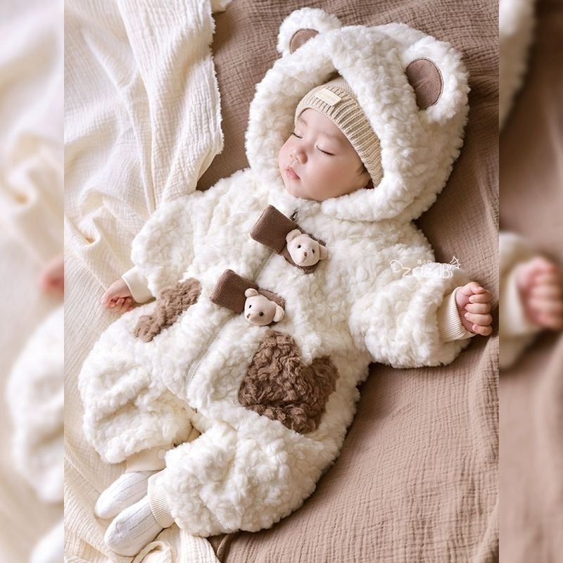 Fleece Lined Padded Warm Keeping Going Out Rompers Coat