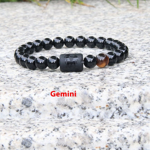 Twelve Constellation Elastic Bracelet Men Obsidian Couple