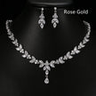 Korean Fashion Leaf Bridal Wedding Set Accessories Zircon Necklace Earrings Ring Bracelet Four-Piece Set