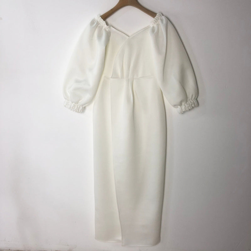 Bubble sleeve dress evening dress