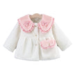 Girl's Sweet Flip Children's Clothing Bow Korean Style Solid Color Cotton Coat