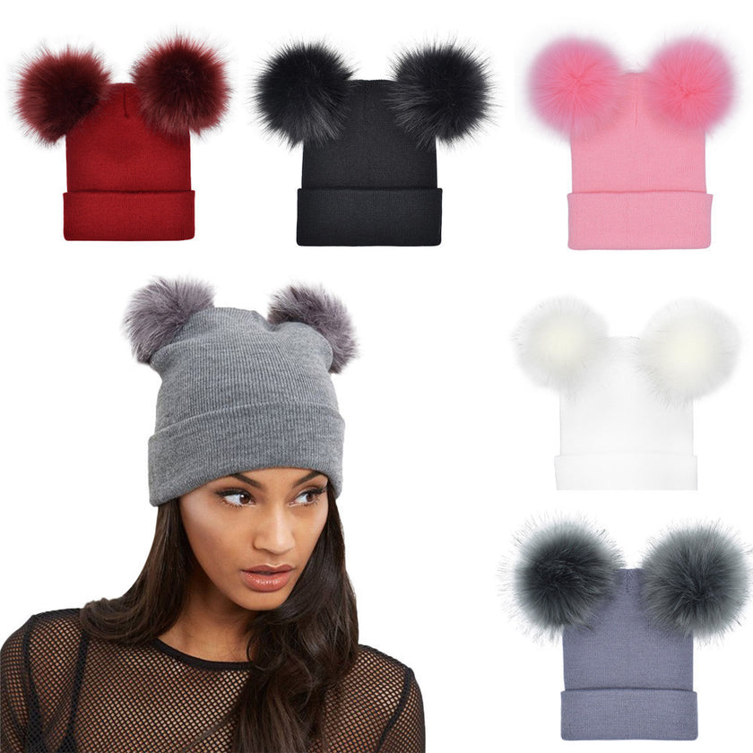 Fashion Women's Double   Woolen Hat