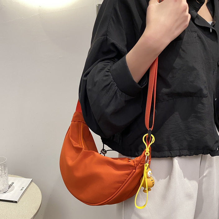 Nylon  Women's Saddle All-matching Crossbody Dumpling Bag