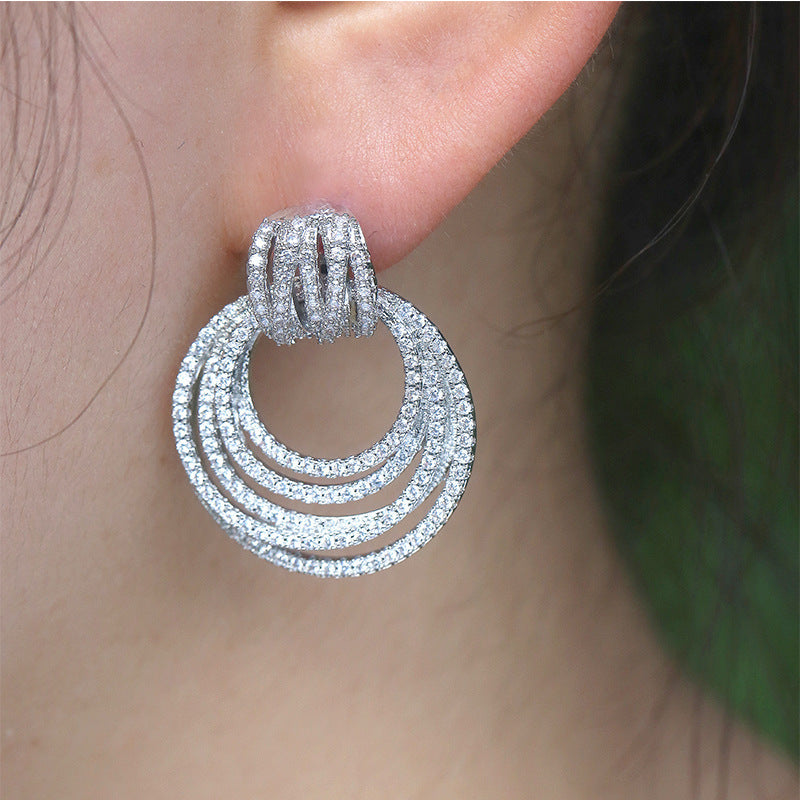 Luxury Multi-layer Round Ring Earrings Women
