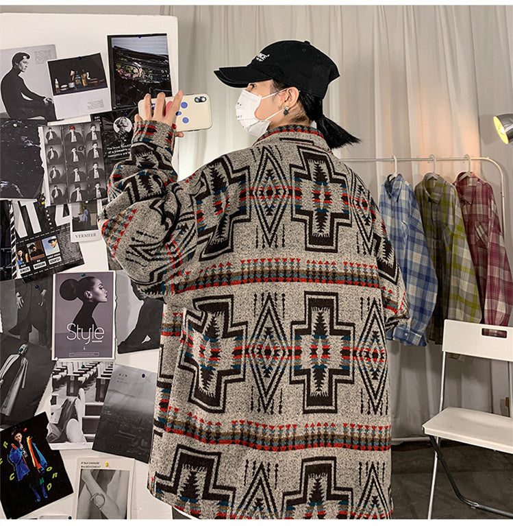 Style Poster Wall Loose Woolen Coat Plus Size Men