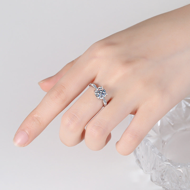 S925 Sterling Silver Cow Head Moissanite Ring Women